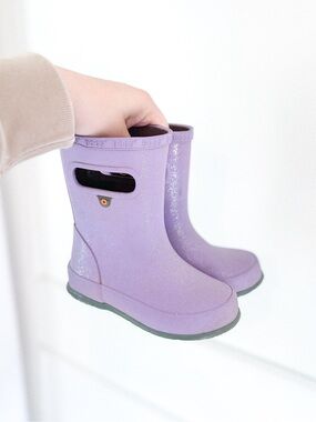 Bogs Lavender Glitter Kids Rain Boots